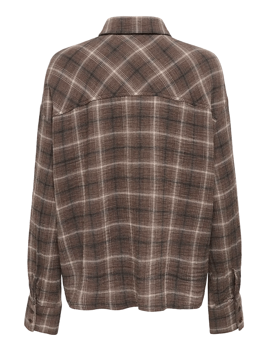 ONLY - ONLFAJAN L/S CHECK SHIRT WVN - langærmede skjorter - chocolate martini - 1