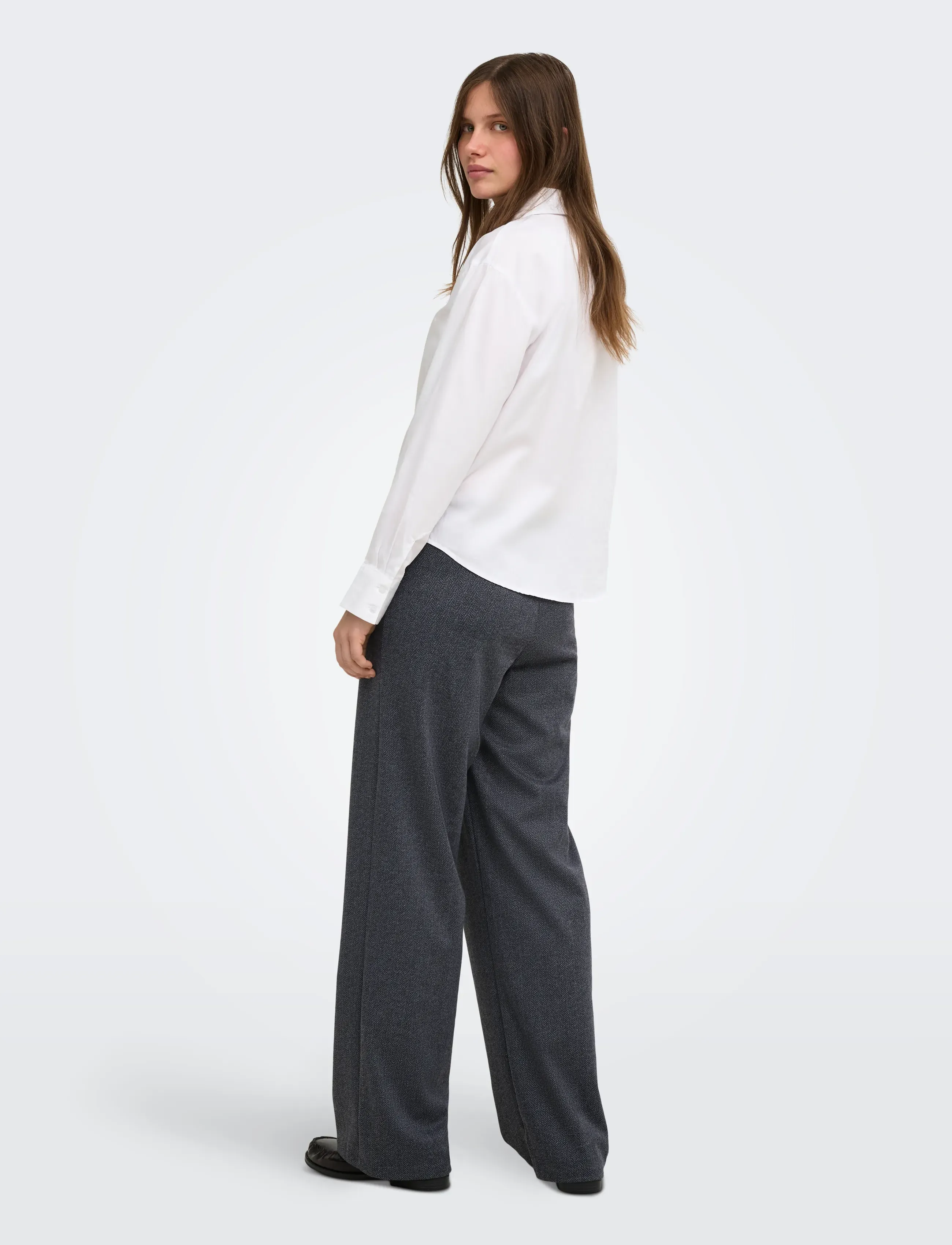 ONLY - ONLBREMEN MW HERRINGBONE WIDE PANT PNT - dark grey melange - 3