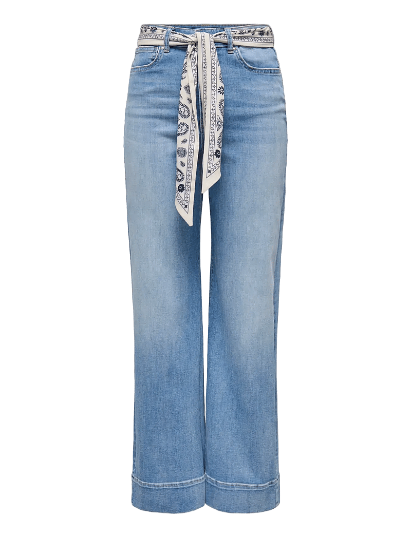 ONLY - ONLMADISON HW WIDE SCARF DNM GUA33 - hosen mit weitem bein - medium blue denim - 1