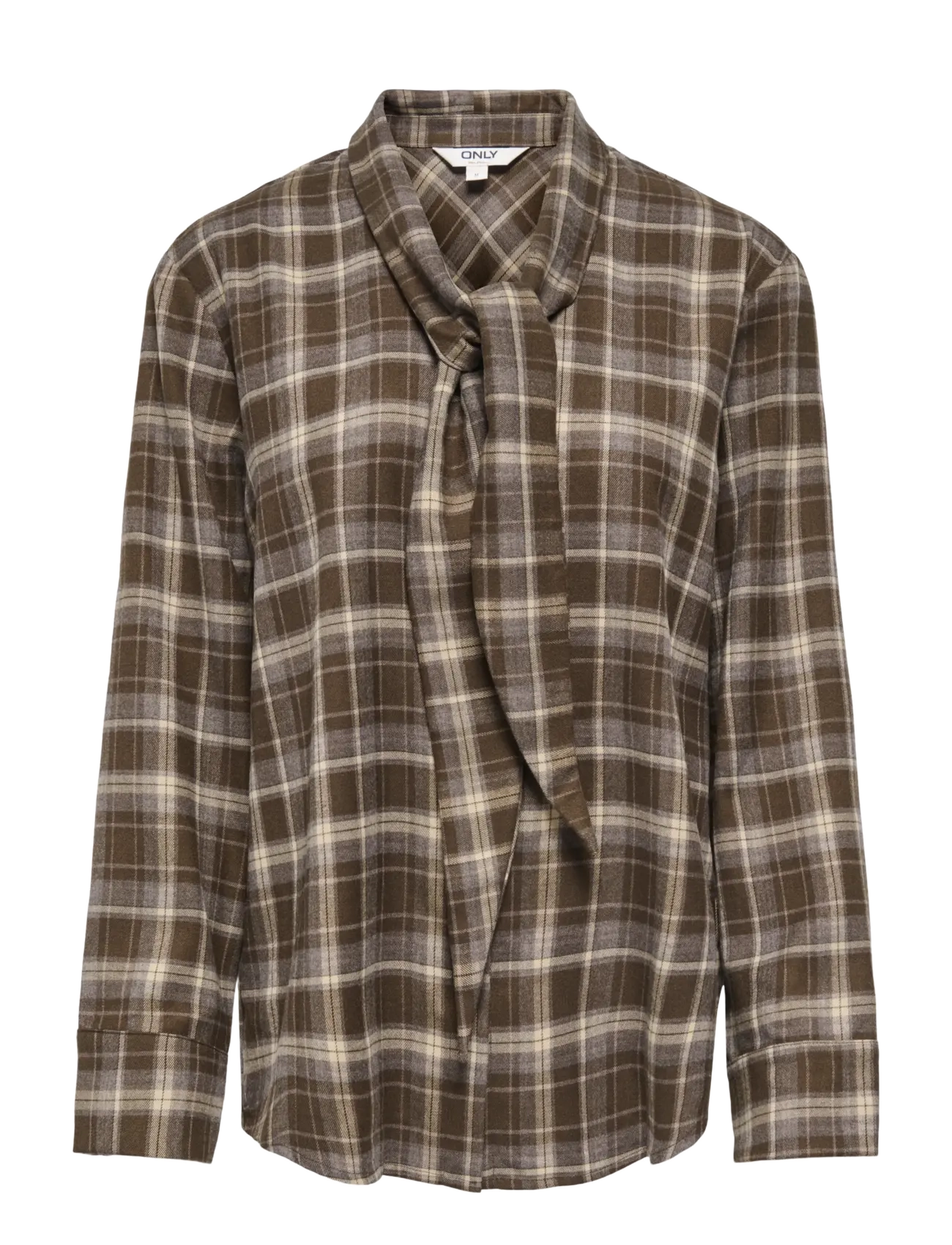 ONLY ONLGUKA L/S TIE ASSY CHECK SHIRT WVN - Only - SLATE BLACK / brown