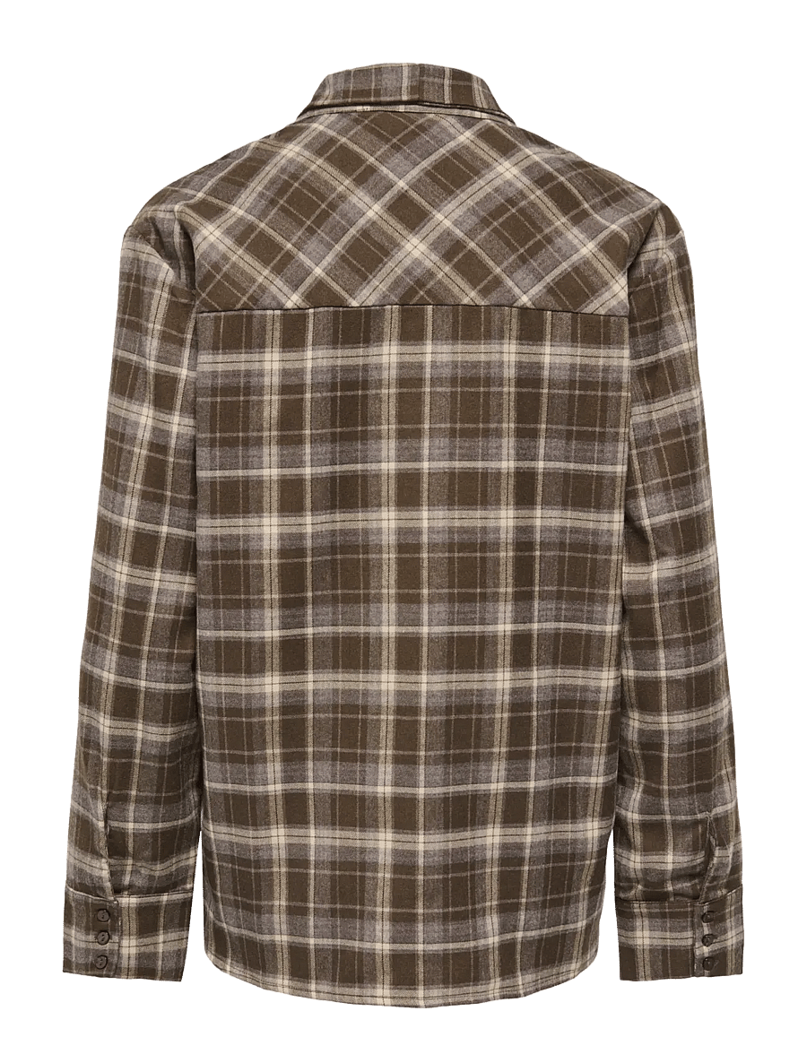 ONLY - ONLGUKA L/S TIE ASSY CHECK SHIRT WVN - långärmade skjortor - slate black - 2