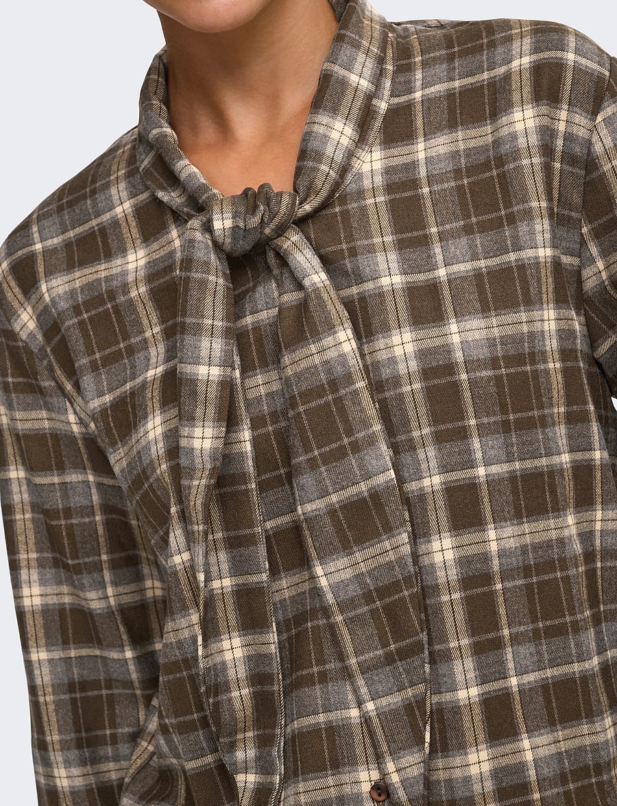 ONLY - ONLGUKA L/S TIE ASSY CHECK SHIRT WVN - långärmade skjortor - slate black - 5