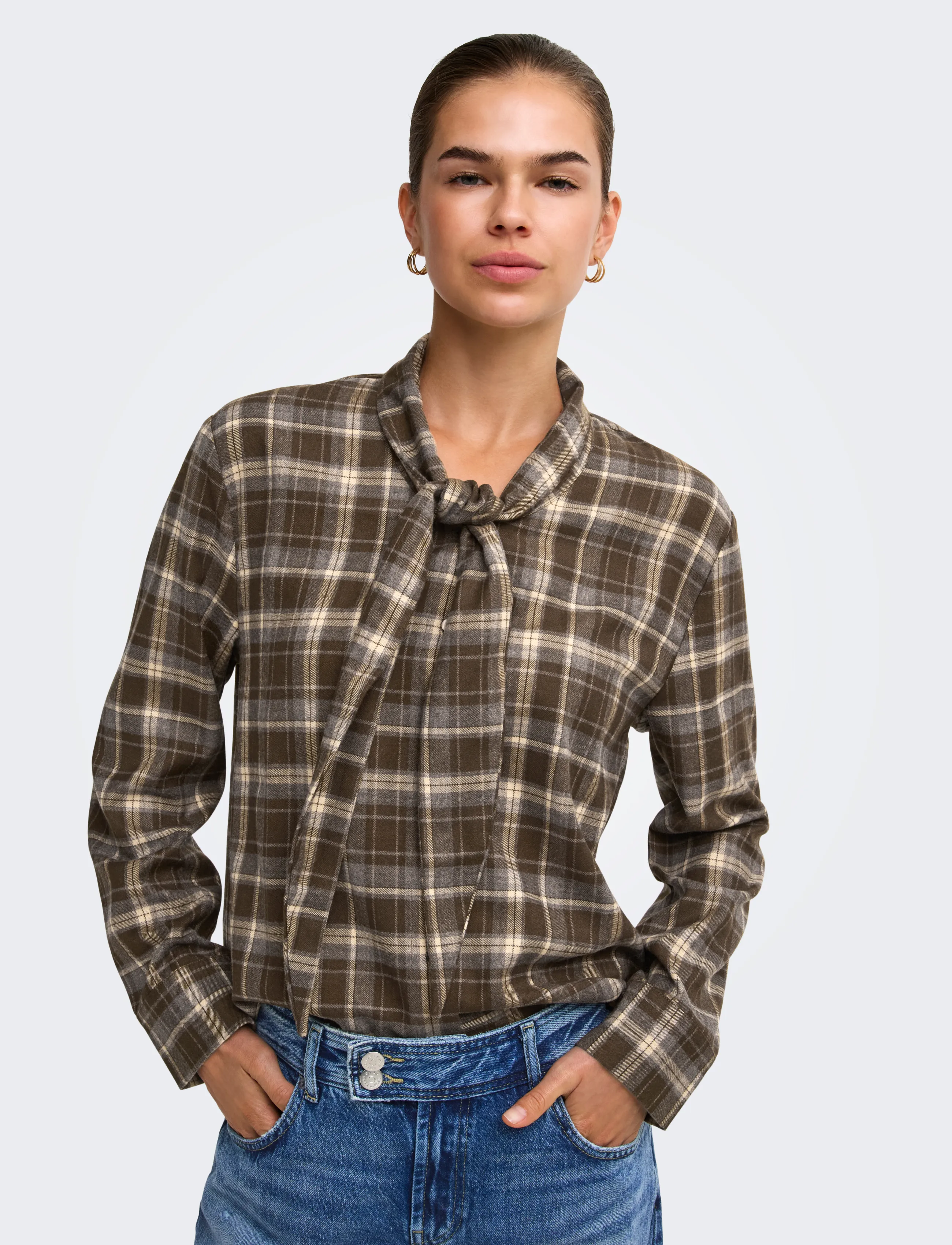 ONLY Onlguka L/S Tie Assy Check Shirt Wvn skjortor dam – bild 6