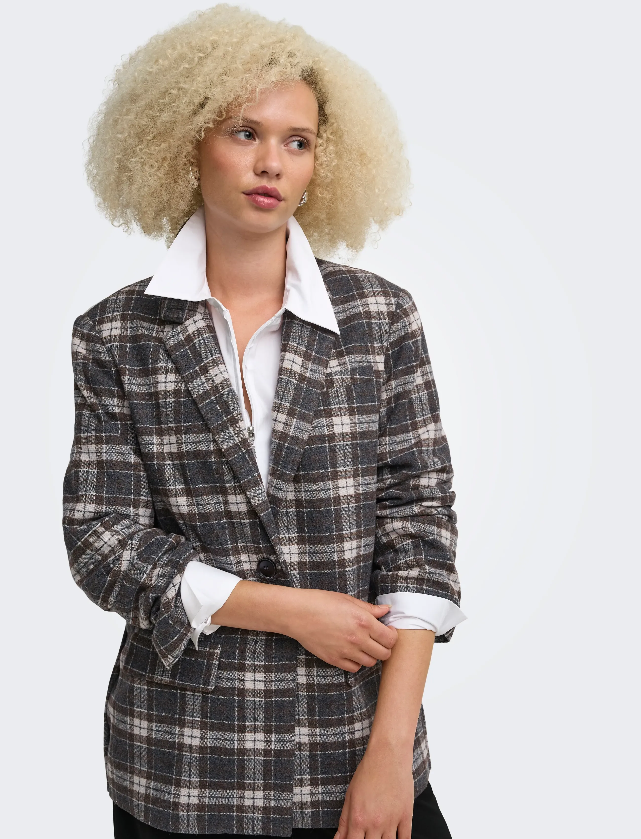 ONLY - ONLNOELIA-CHELSEA L/S CHECK BLAZER TLR - single breasted blazers - black - 5