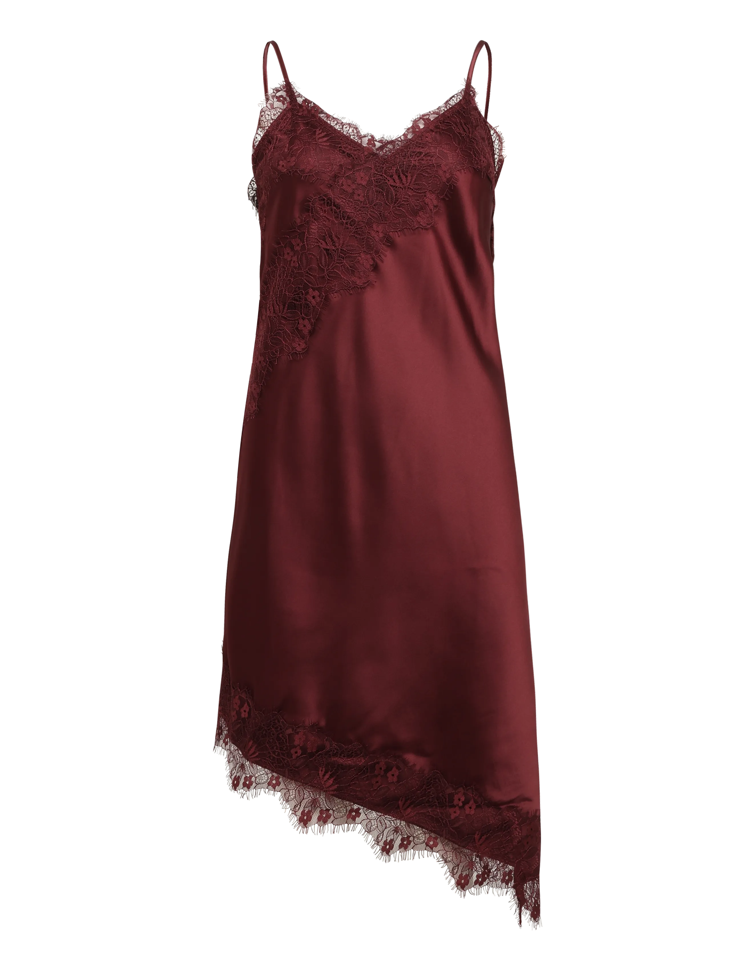 ONLY - ONLINDONA STRAP SATIN LACE DRESS WVN - slipklänningar - oxblood red - 1