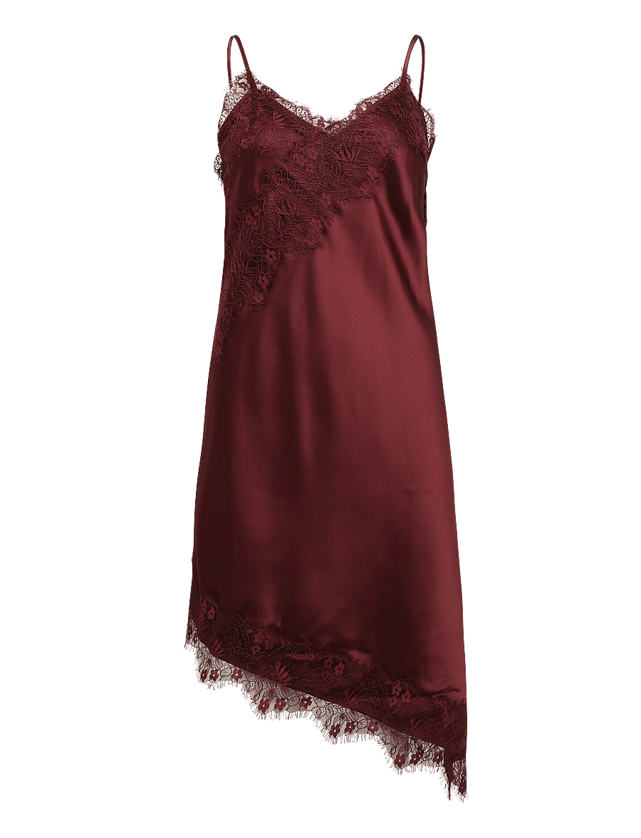ONLY - ONLINDONA STRAP SATIN LACE DRESS WVN - slipklänningar - oxblood red - 1