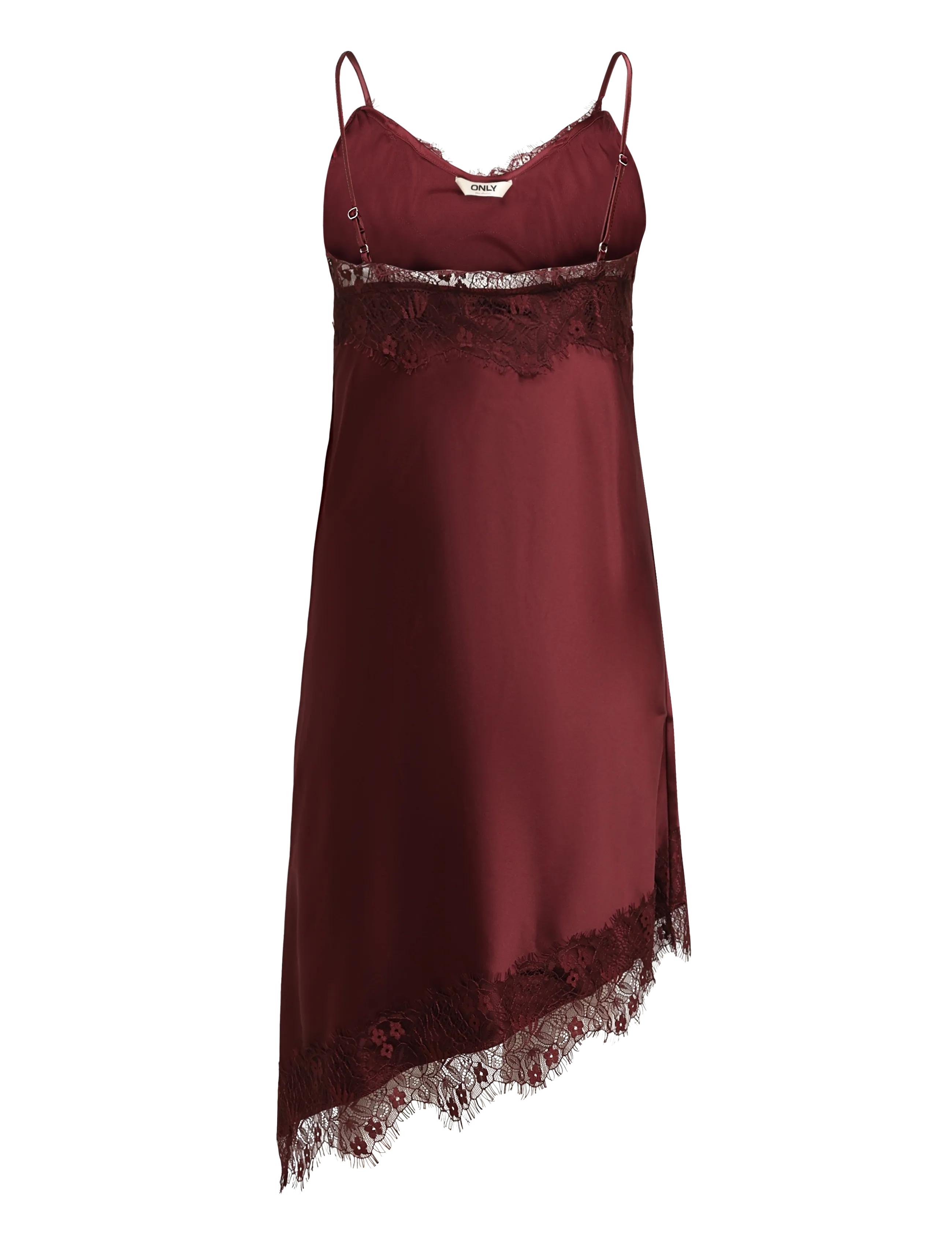 ONLY - ONLINDONA STRAP SATIN LACE DRESS WVN - slipklänningar - oxblood red - 2
