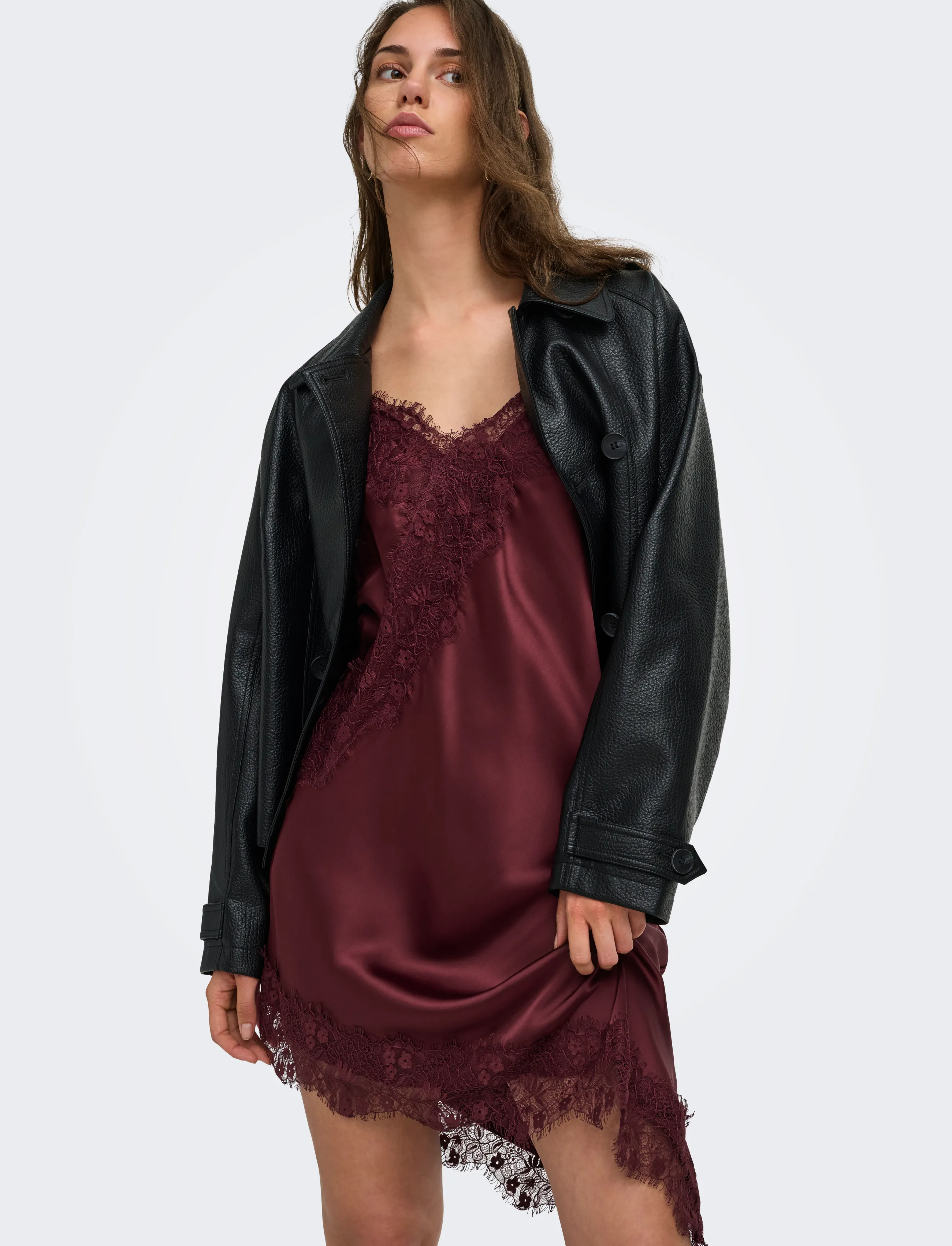 ONLY Onlindona Strap Satin Lace Dress Wvn midiklänningar dam – bild 6