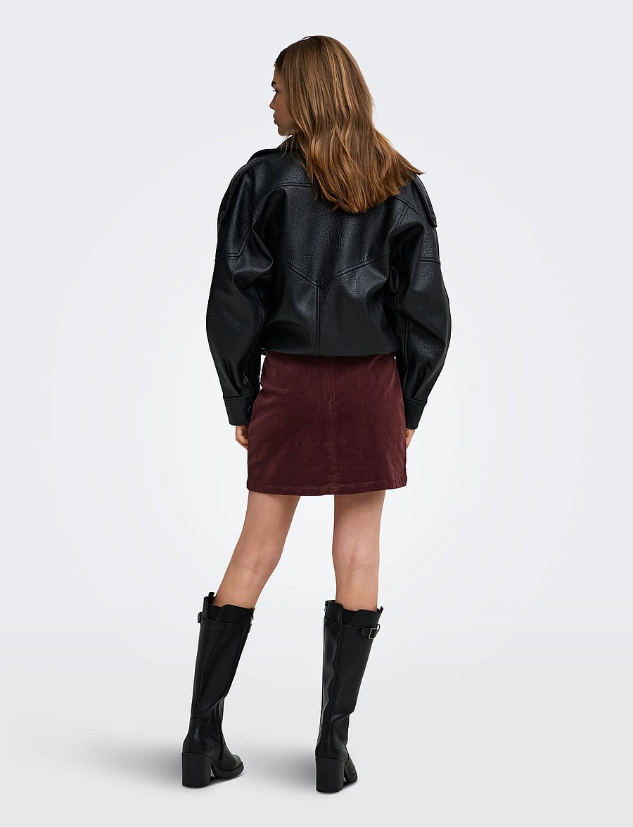 ONLY - ONLFLORA HW CORD SHORT SLIT SKIRT PNT - korta kjolar - rum raisin - 3
