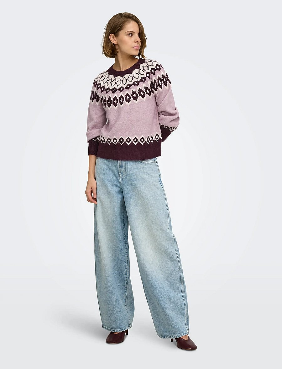 ONLY - ONLRUSTY LS FAIR ISLE O-NECK BF KNT - stickade tröjor - fig - 4
