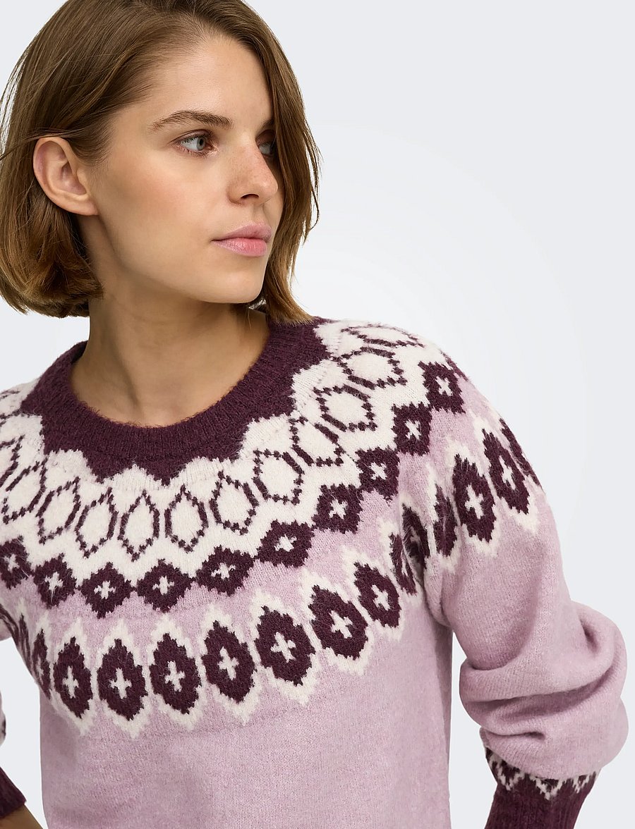 ONLY - ONLRUSTY LS FAIR ISLE O-NECK BF KNT - stickade tröjor - fig - 5