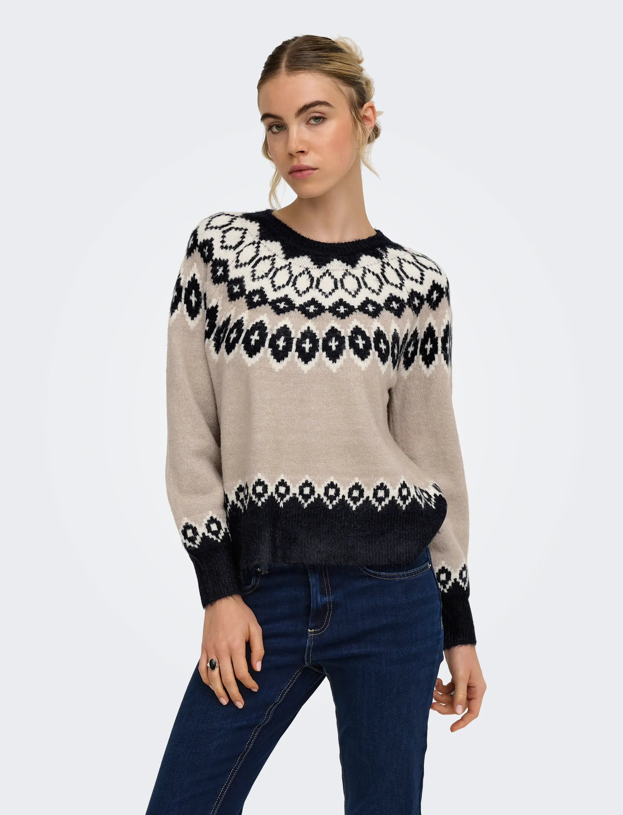 ONLY - ONLRUSTY LS FAIR ISLE O-NECK BF KNT - night sky - 0