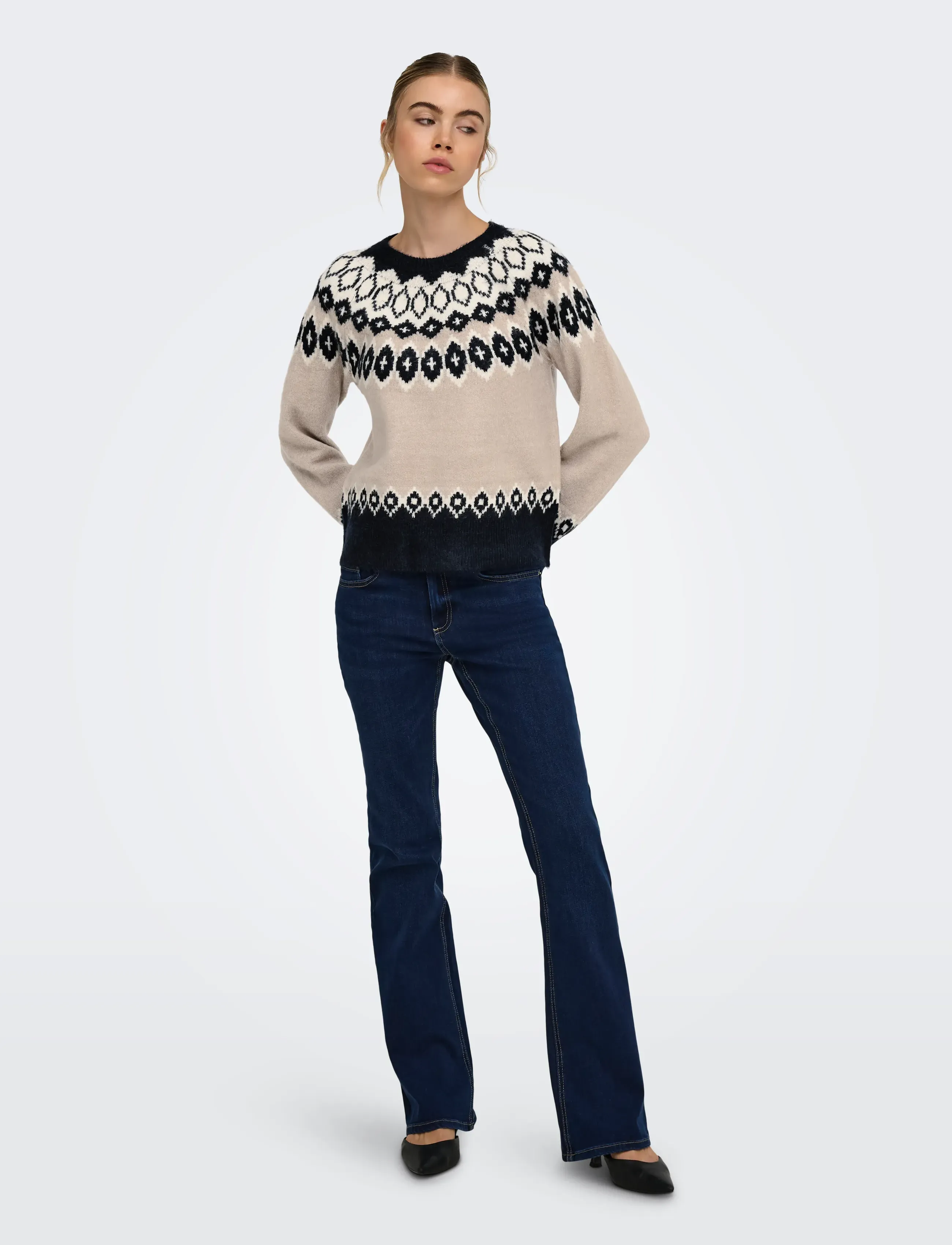 ONLY - ONLRUSTY LS FAIR ISLE O-NECK BF KNT - night sky - 4