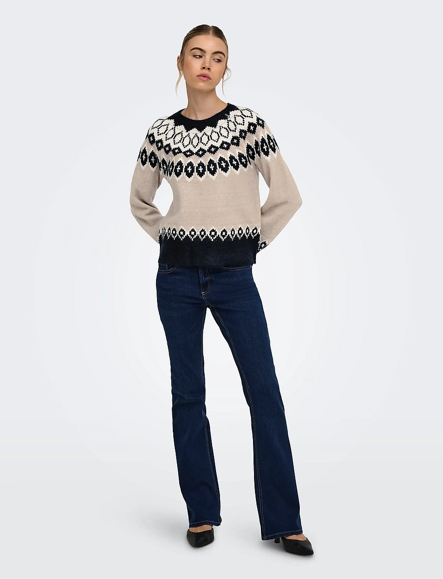 ONLY - ONLRUSTY LS FAIR ISLE O-NECK BF KNT - night sky - 4