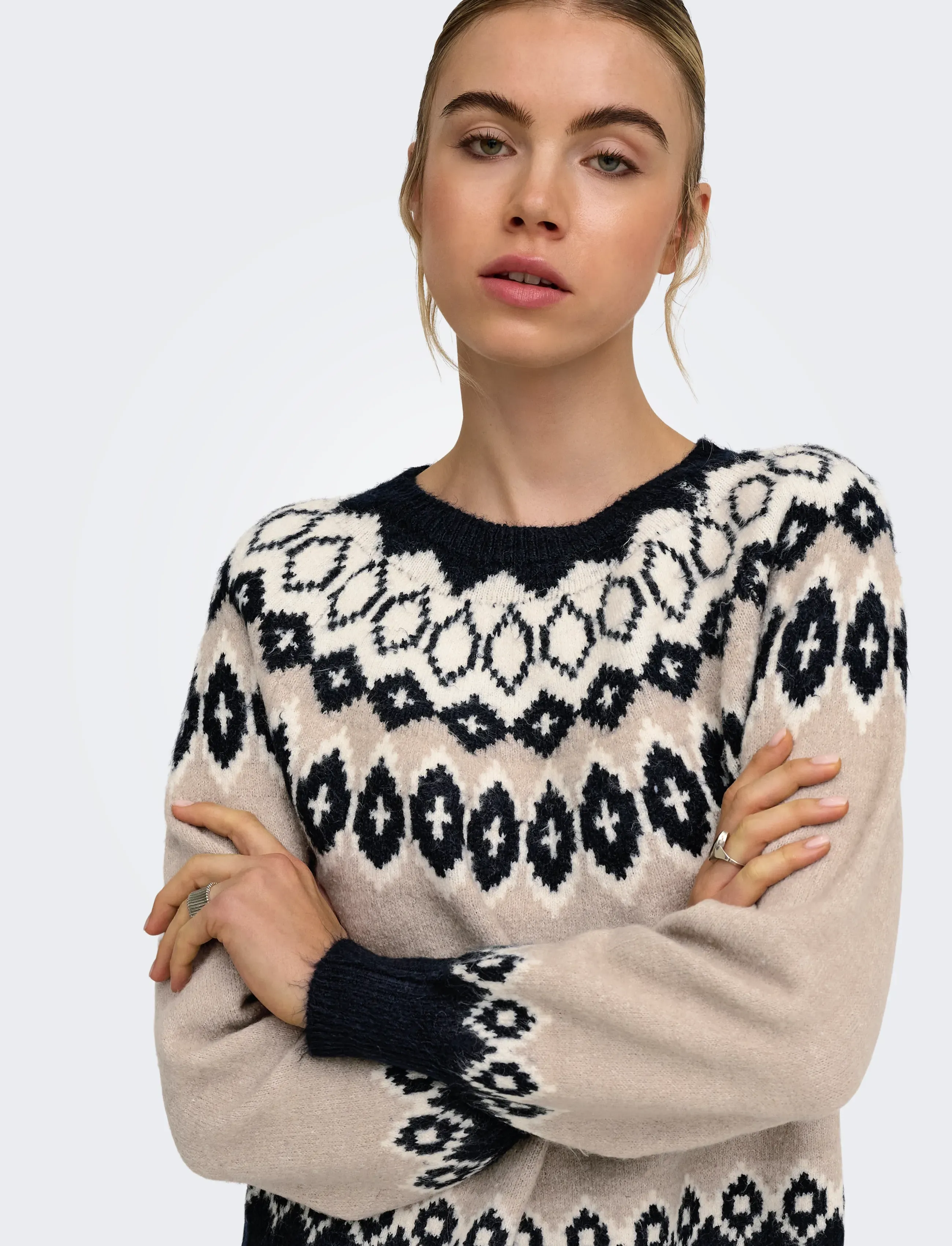 ONLY - ONLRUSTY LS FAIR ISLE O-NECK BF KNT - night sky - 5