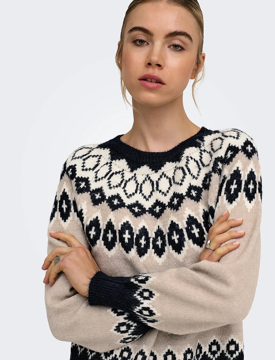 ONLY - ONLRUSTY LS FAIR ISLE O-NECK BF KNT - night sky - 5