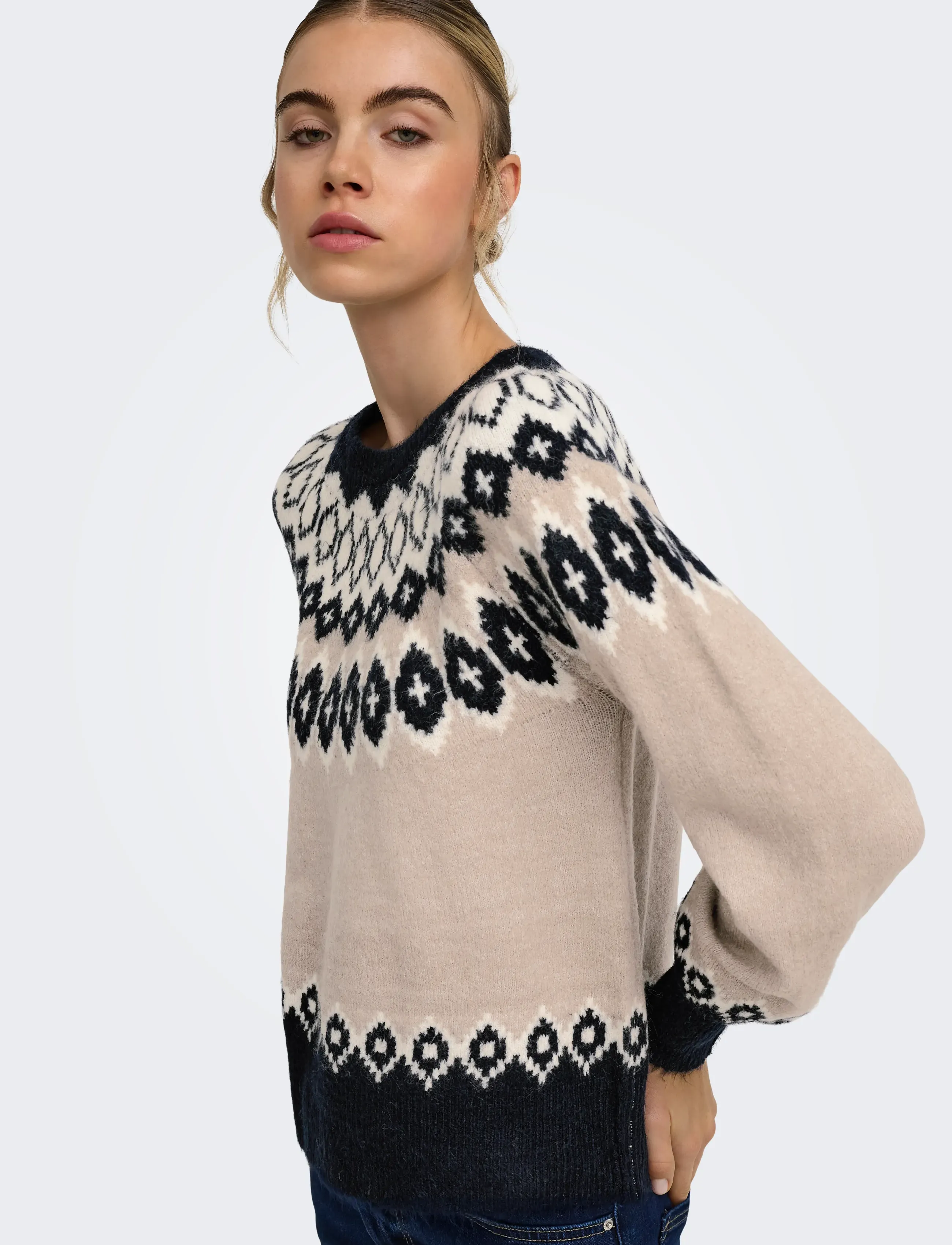 ONLY Onlrusty Ls Fair Isle O-Neck Bf Knt stickade tröjor dam – bild 6