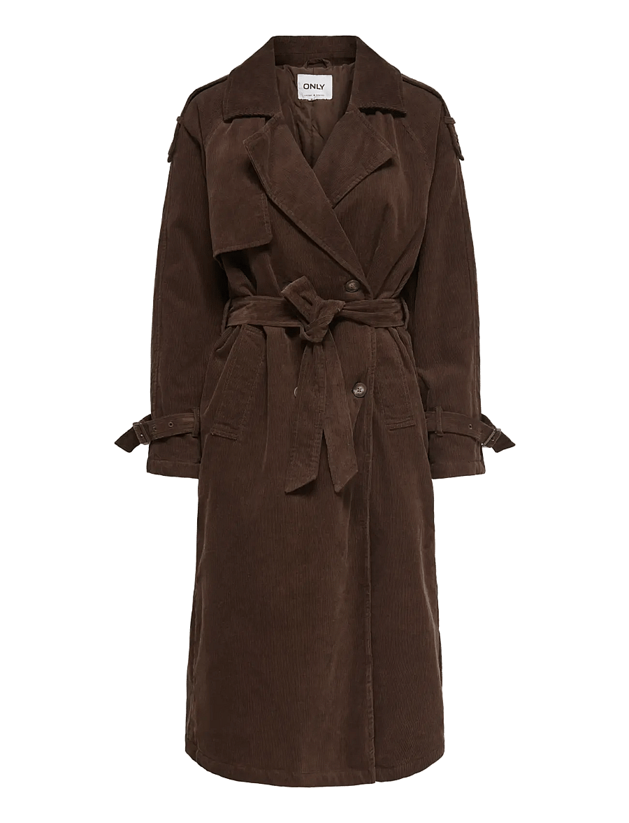 ONLY - ONLGARGI CORDUROY BELT TRENCHCOAT OTW - vihmamantlid - chicory coffee - 0