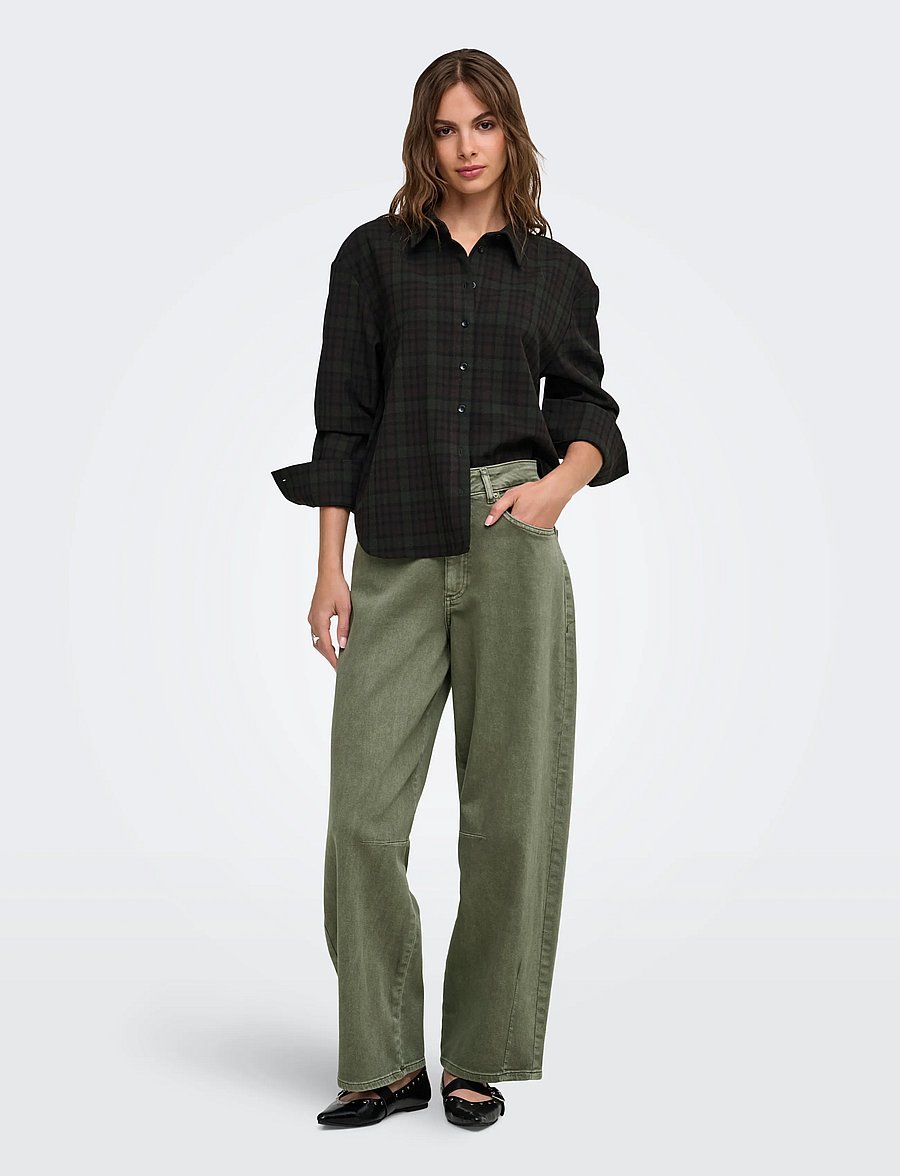 ONLY - ONLRILEY-VANJA L/S CHECK SHIRT PNT - coffee bean - 4
