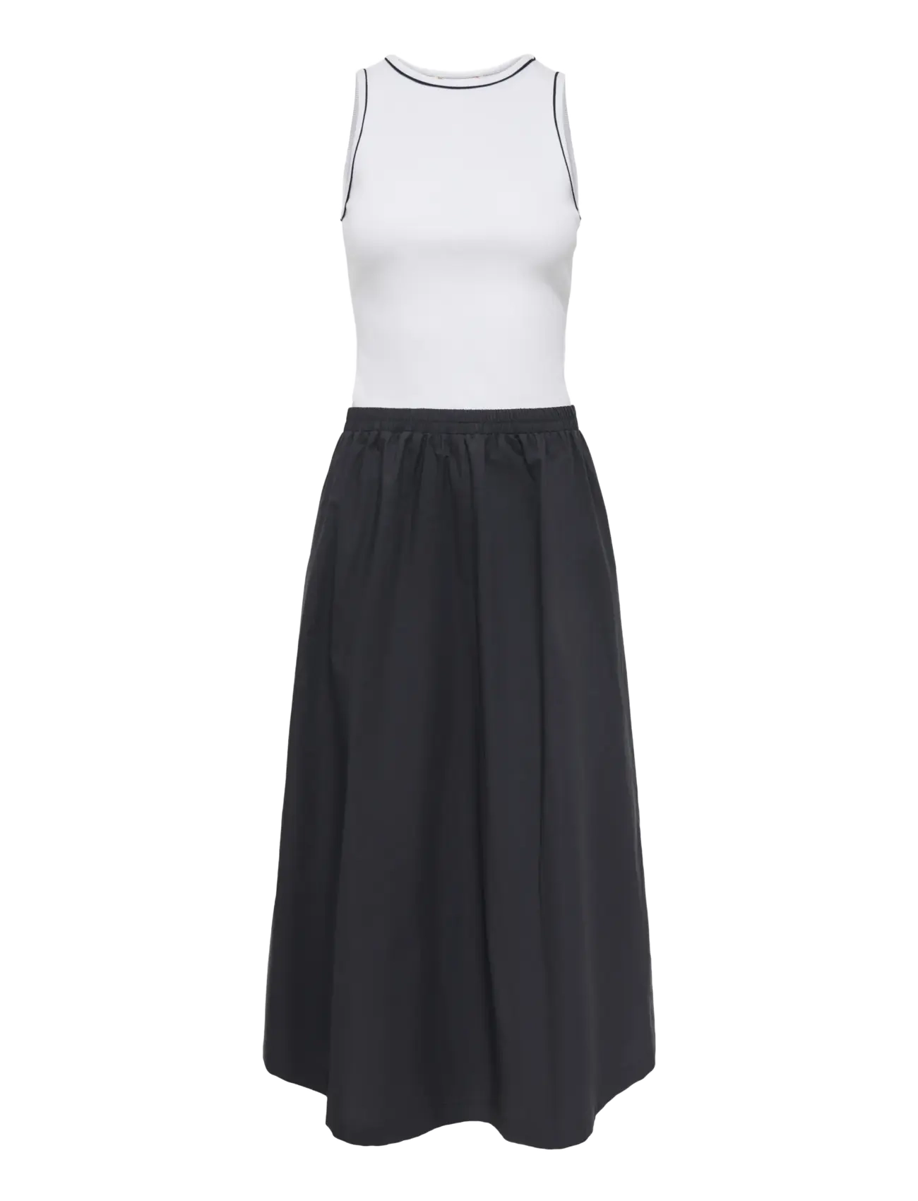 ONLY ONLZAYA S/L LONG DRESS WVN EX - Kleider - BLACK / white