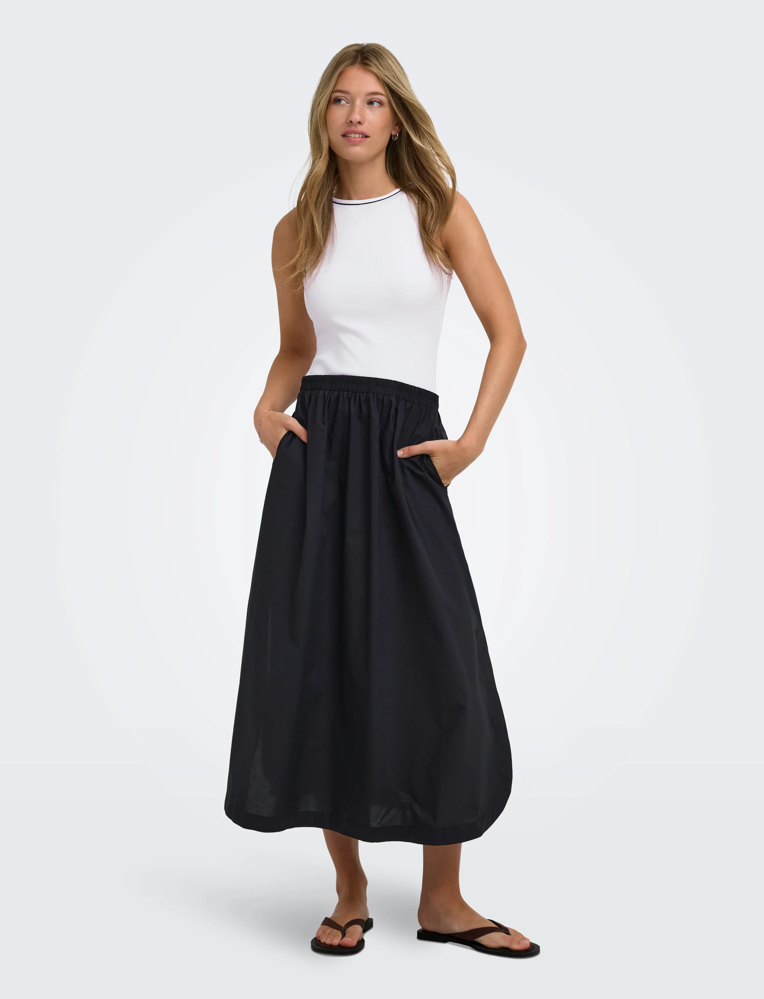 ONLY Onlzaya S/L Long Dress Wvn Ex, S, Dresses, Weiß - Maxi Dress, Frauen