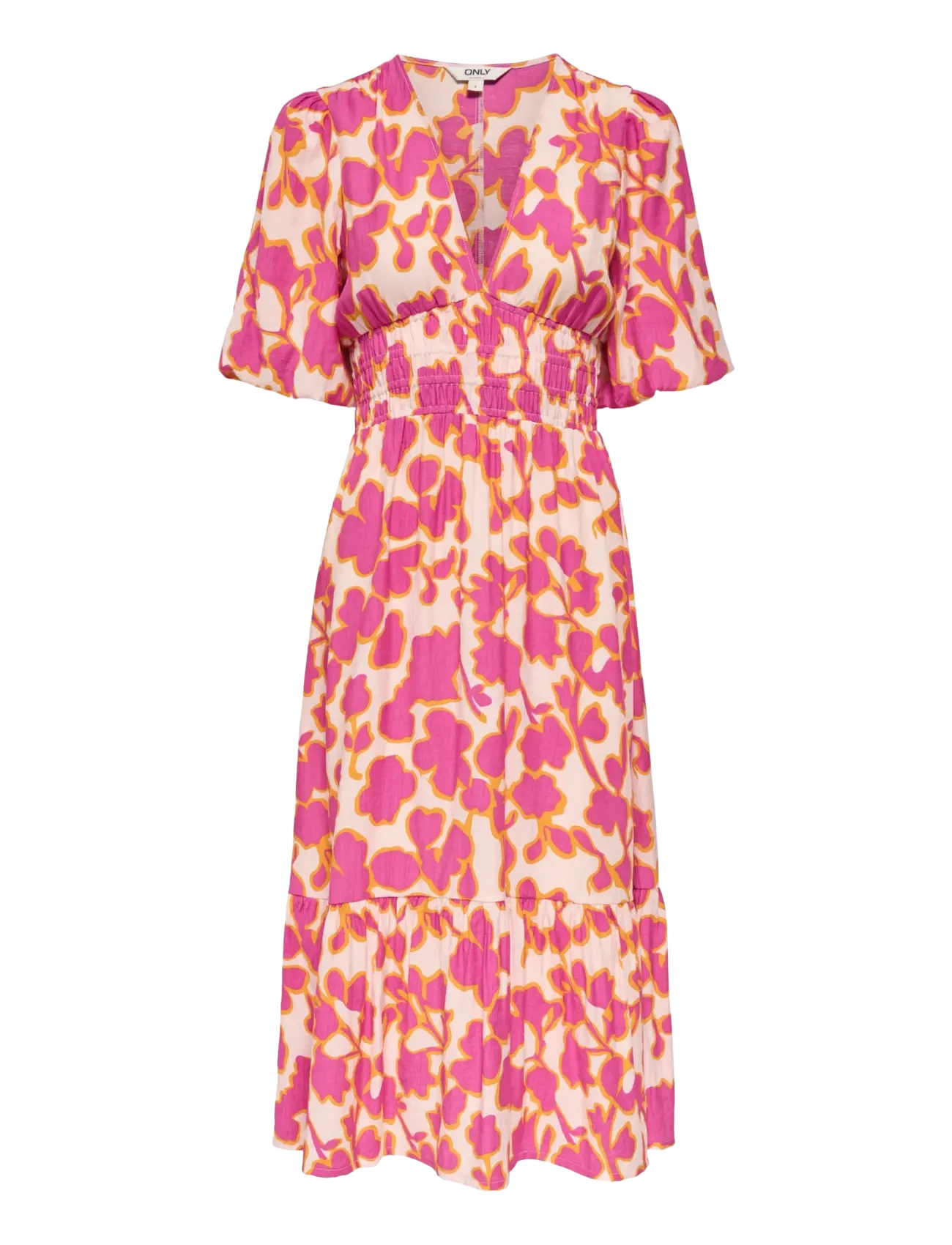 ONLY ONLAURI MIKASI S/S MIDI DRESS WVV EX - Kleider - CLOUD DANCER / pink/rose