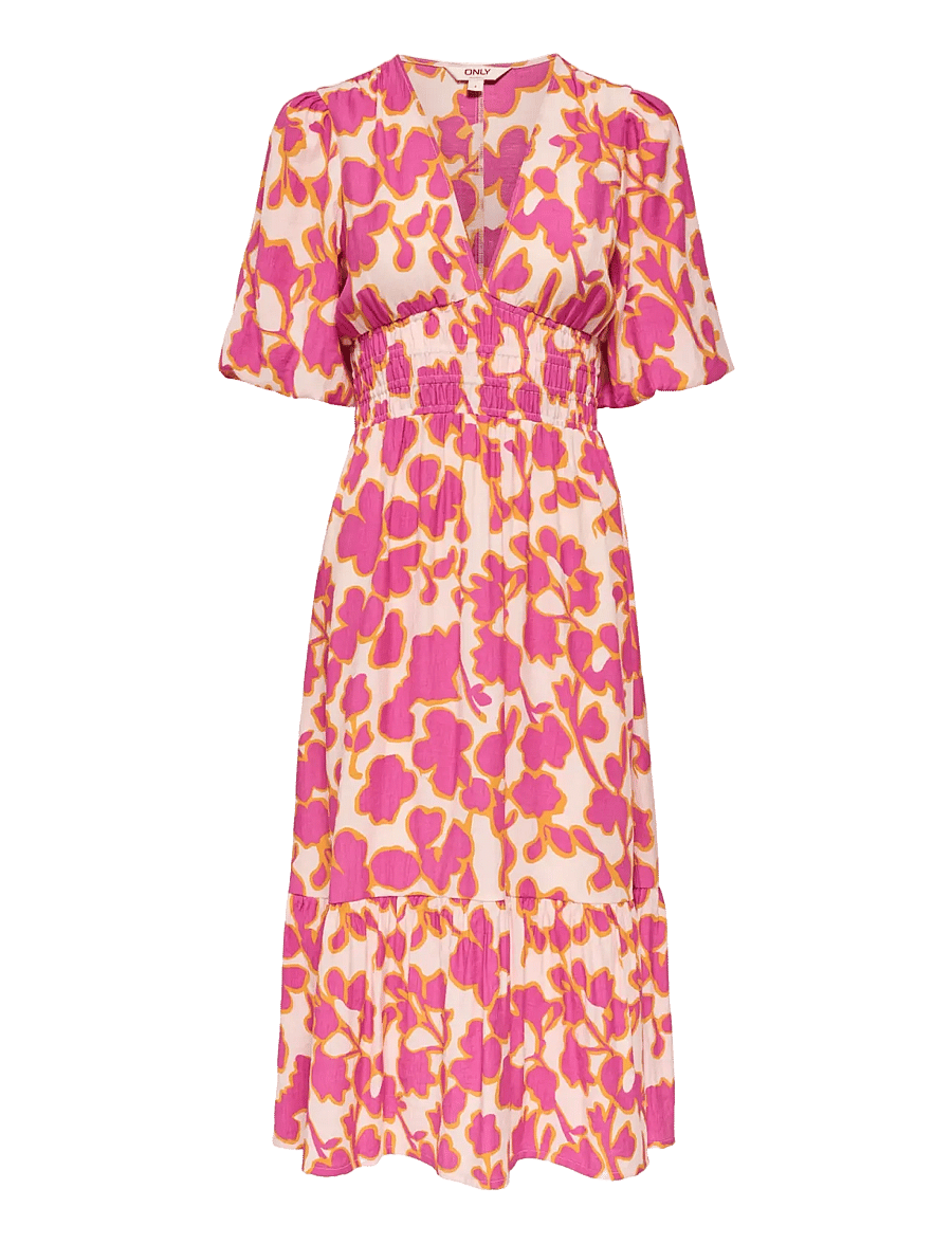 ONLY - ONLAURI MIKASI S/S MIDI DRESS WVV EX - midi-jurken - cloud dancer - 0