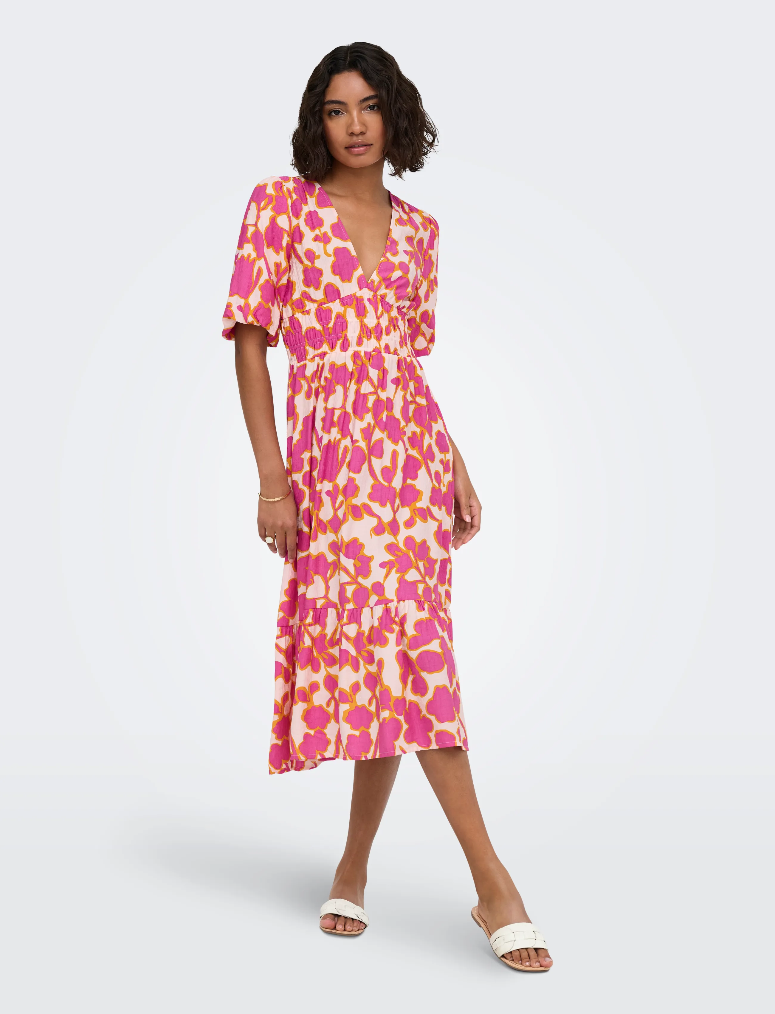 ONLY - ONLAURI MIKASI S/S MIDI DRESS WVV EX - midi kjoler - cloud dancer - 4