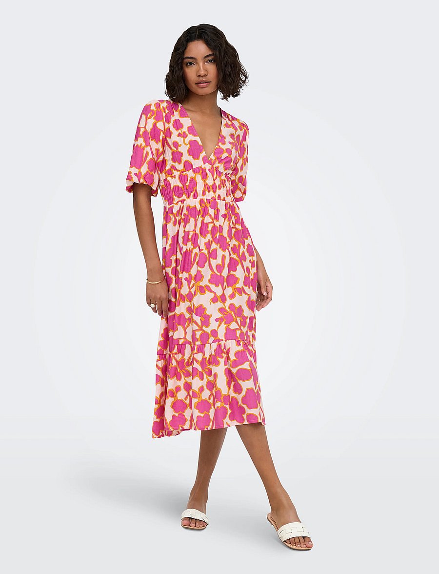 ONLY - ONLAURI MIKASI S/S MIDI DRESS WVV EX - midi kjoler - cloud dancer - 4