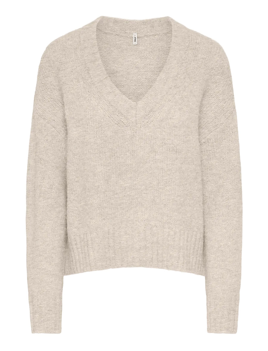ONLY - ONLFIONA LS LOOSE V-NECK KNT - birch - 0