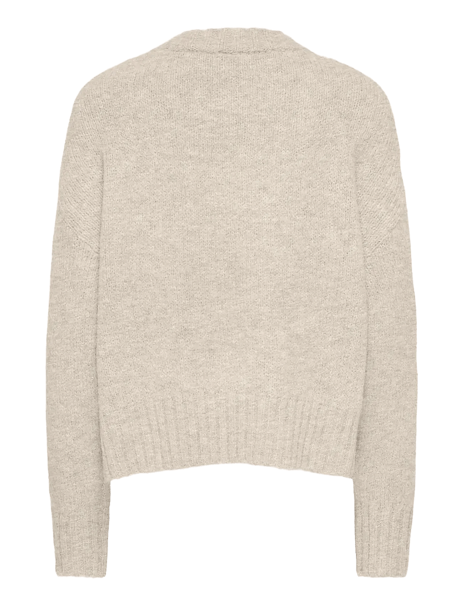 ONLY - ONLFIONA LS LOOSE V-NECK KNT - birch - 1