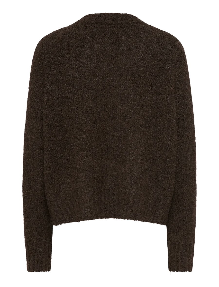 ONLY - ONLFIONA LS LOOSE V-NECK KNT - coffee bean - 2