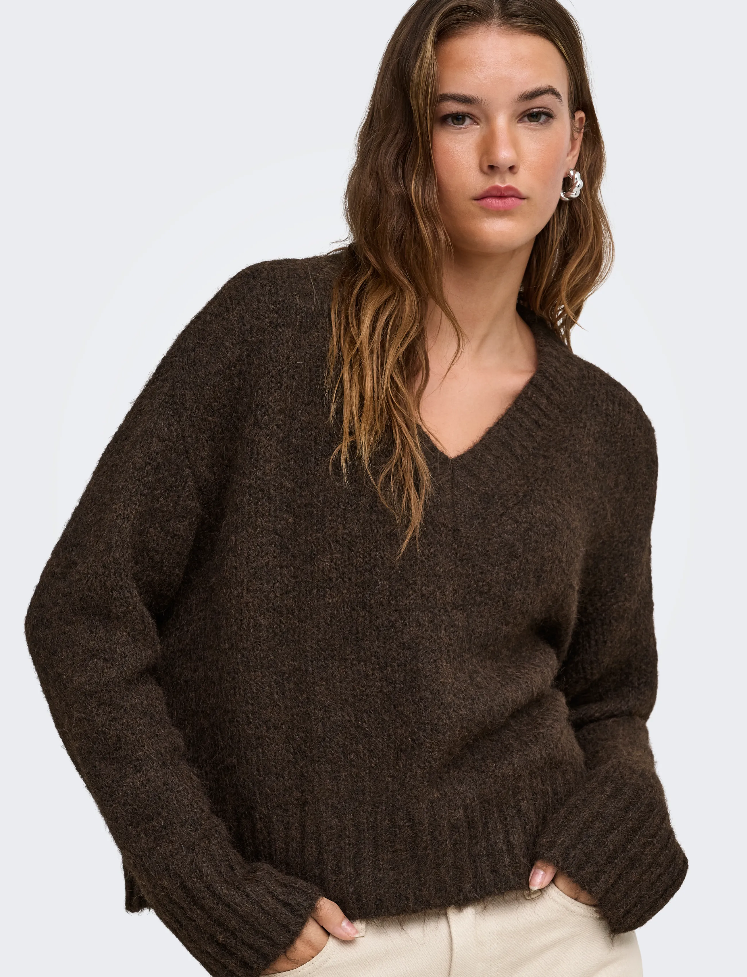 ONLY Onlfiona Ls Loose V-Neck Knt stickade tröjor dam – bild 6
