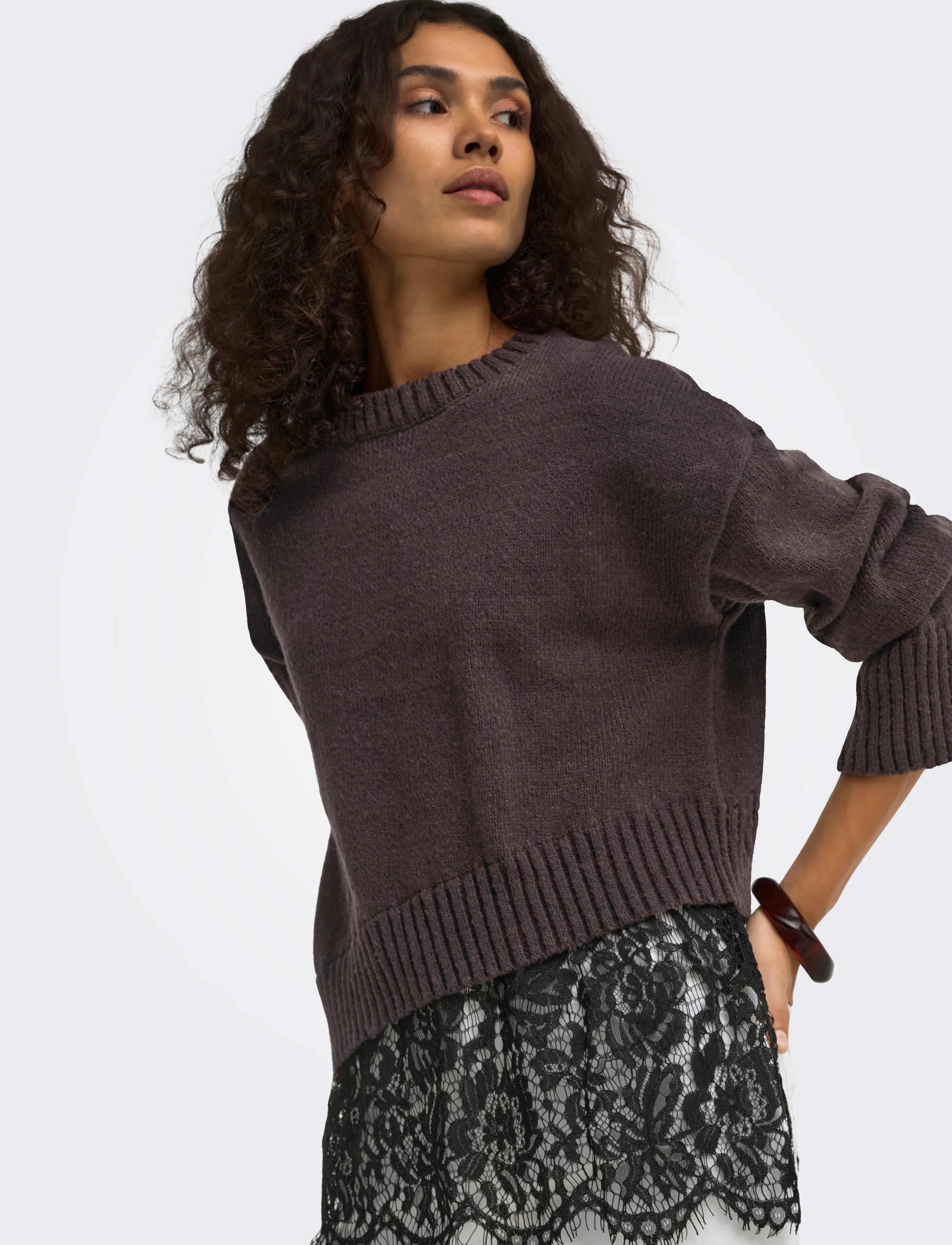 ONLY Onlevie Ls Lace Mix O-Neck Knt stickade tröjor dam – bild 6