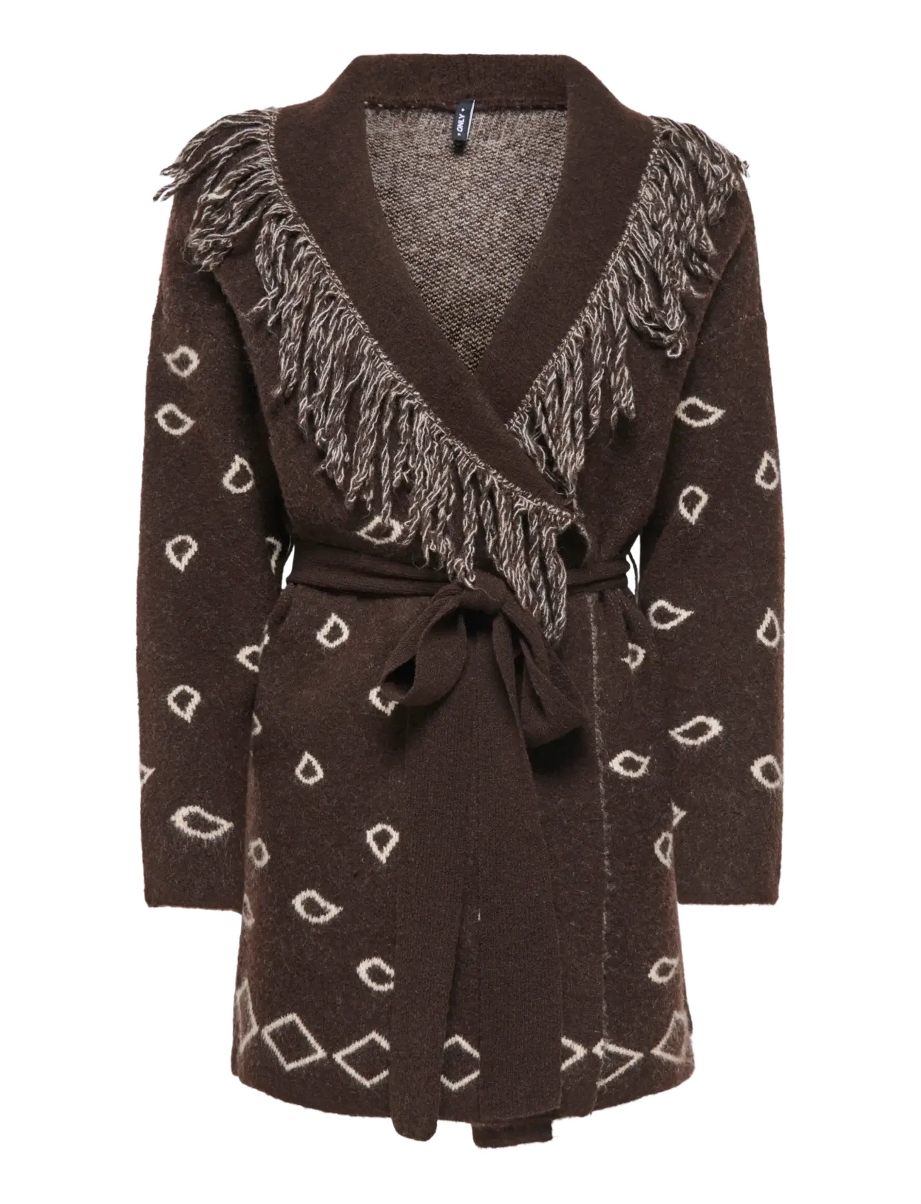 ONLY ONLNEW MYRA LS FRINGE CARDIGAN CS KNT - Kläder - COFFEE BEAN / brown