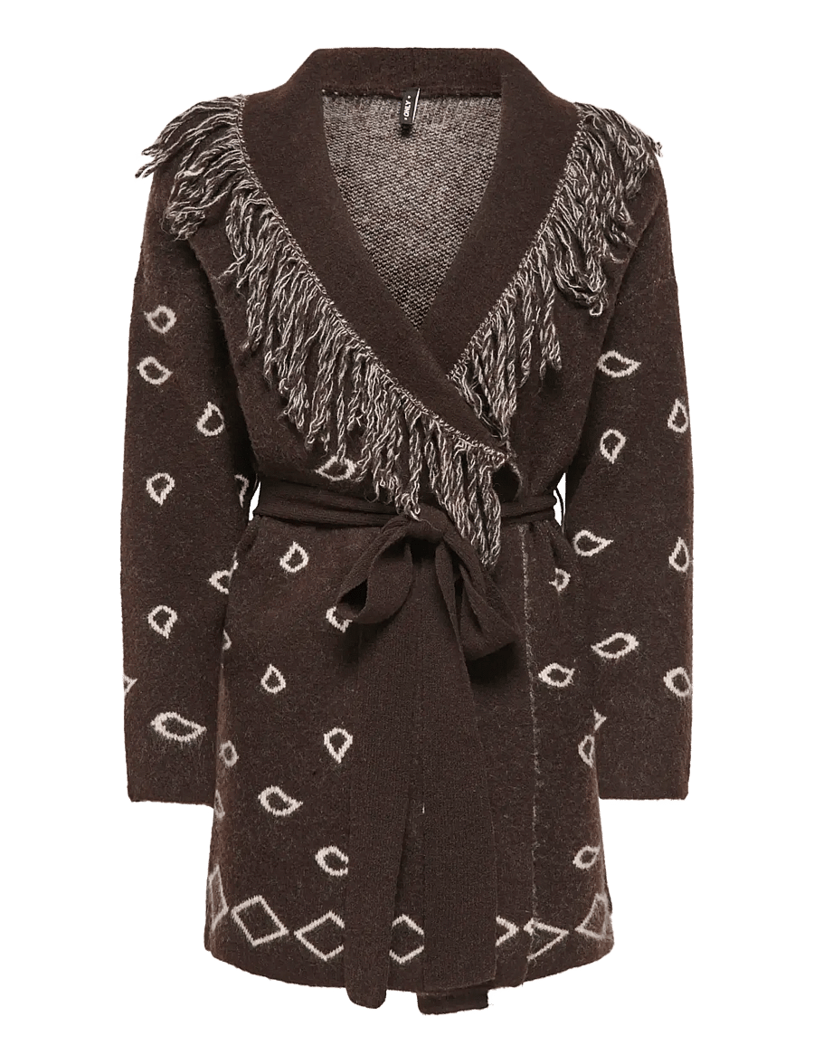 ONLY - ONLNEW MYRA LS FRINGE CARDIGAN CS KNT - koftor - coffee bean - 1