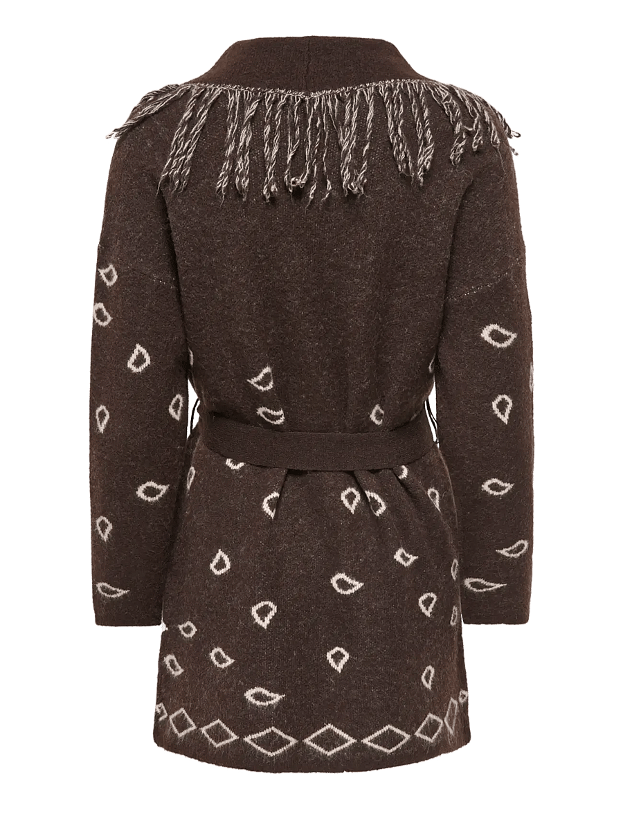 ONLY - ONLNEW MYRA LS FRINGE CARDIGAN CS KNT - koftor - coffee bean - 2