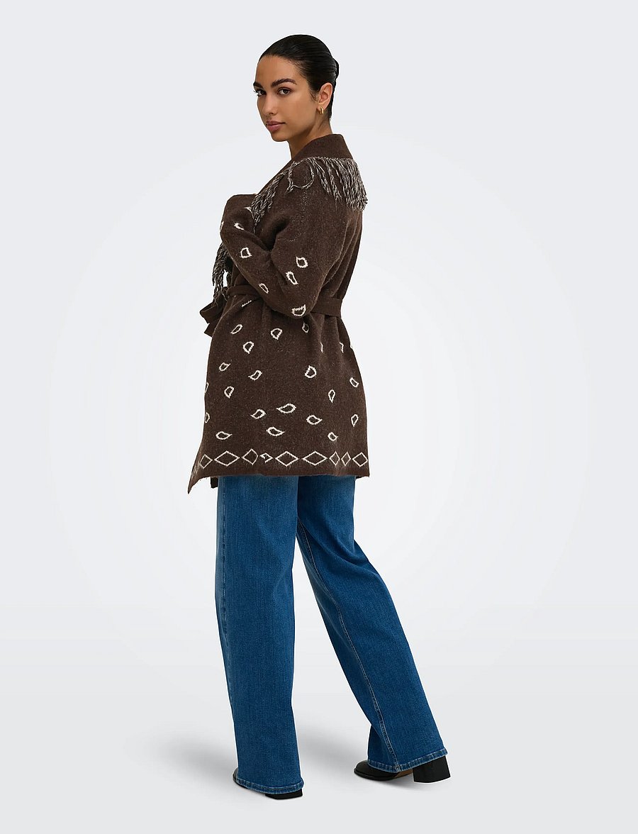 ONLY - ONLNEW MYRA LS FRINGE CARDIGAN CS KNT - koftor - coffee bean - 3