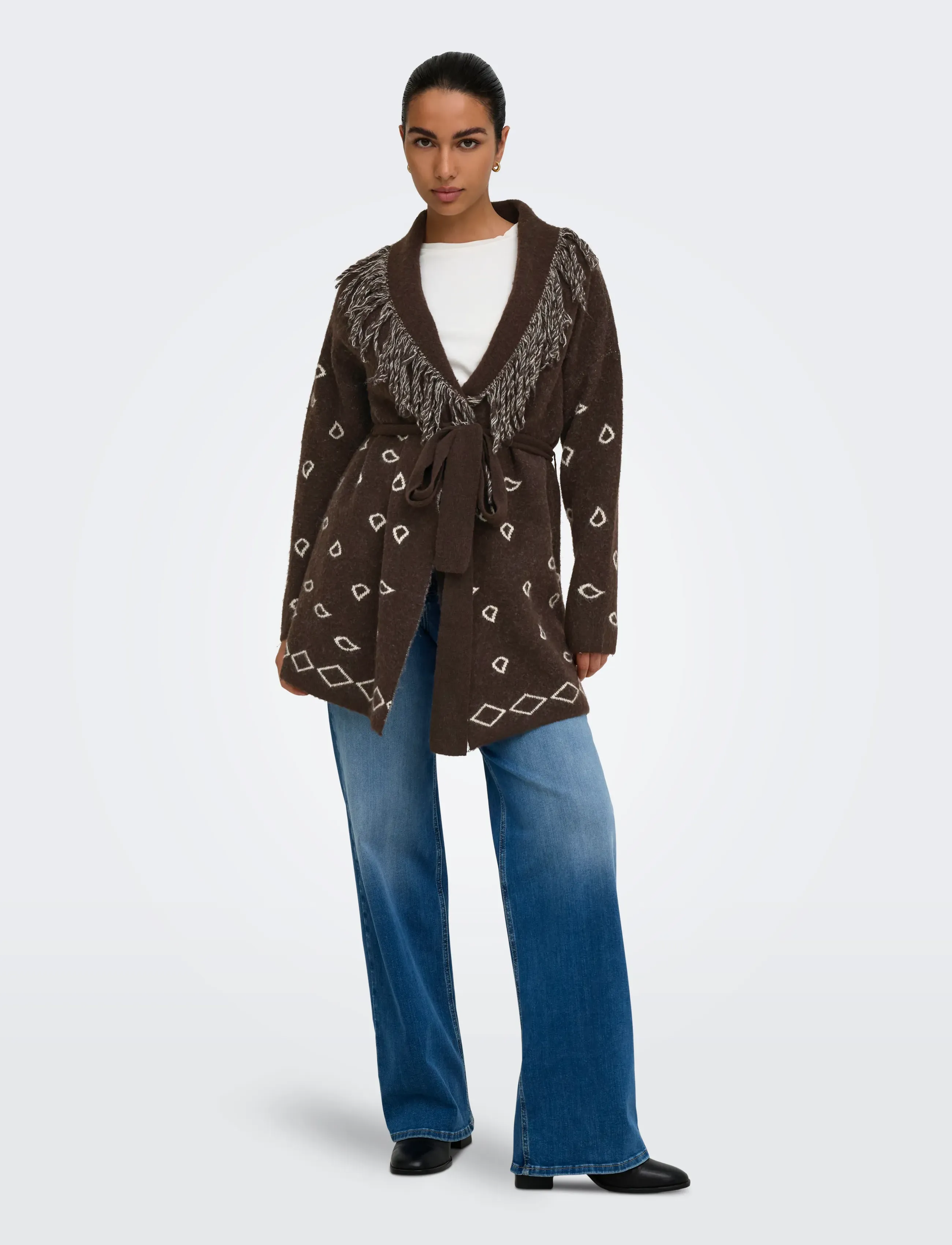 ONLY - ONLNEW MYRA LS FRINGE CARDIGAN CS KNT - koftor - coffee bean - 4