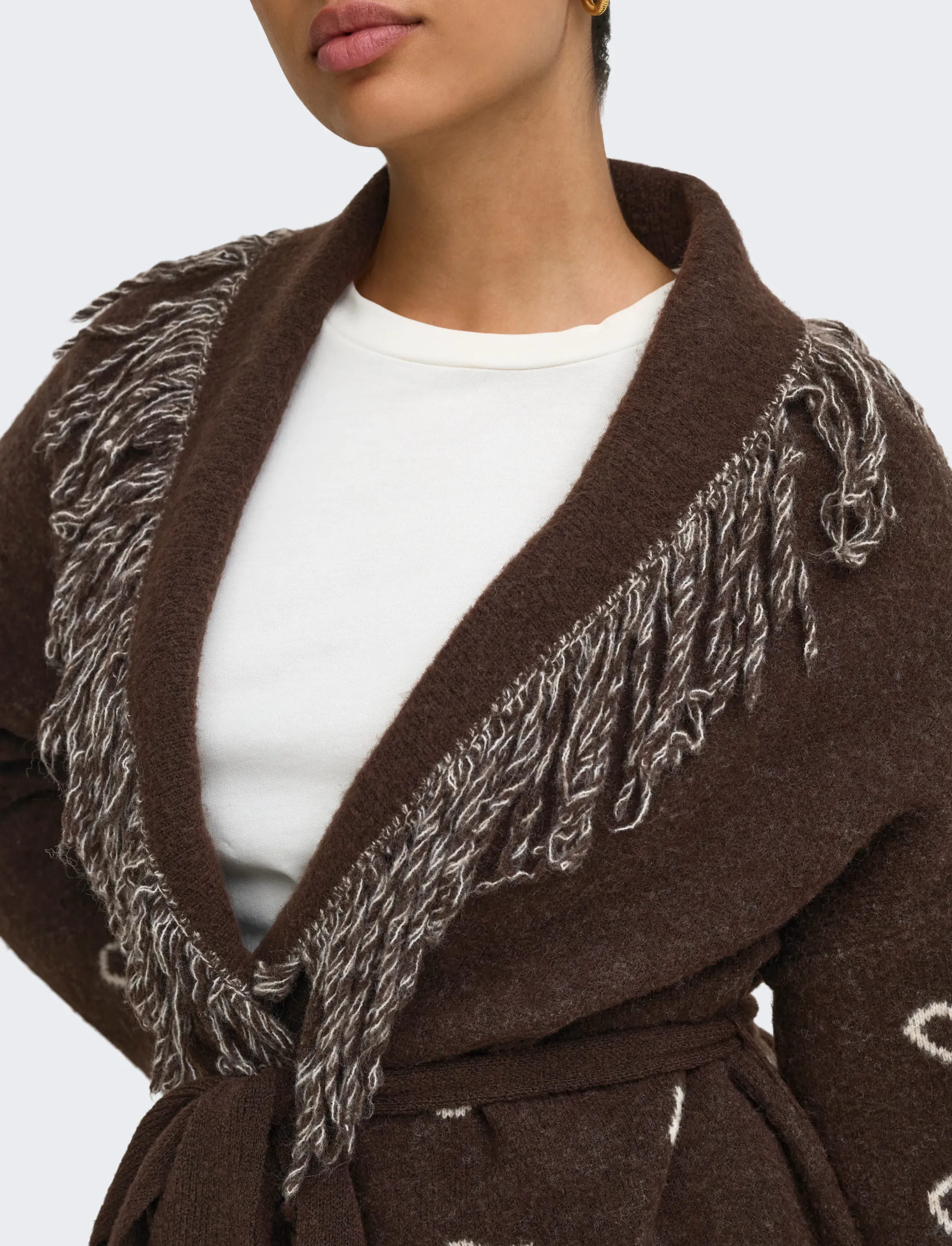 ONLY - ONLNEW MYRA LS FRINGE CARDIGAN CS KNT - koftor - coffee bean - 5