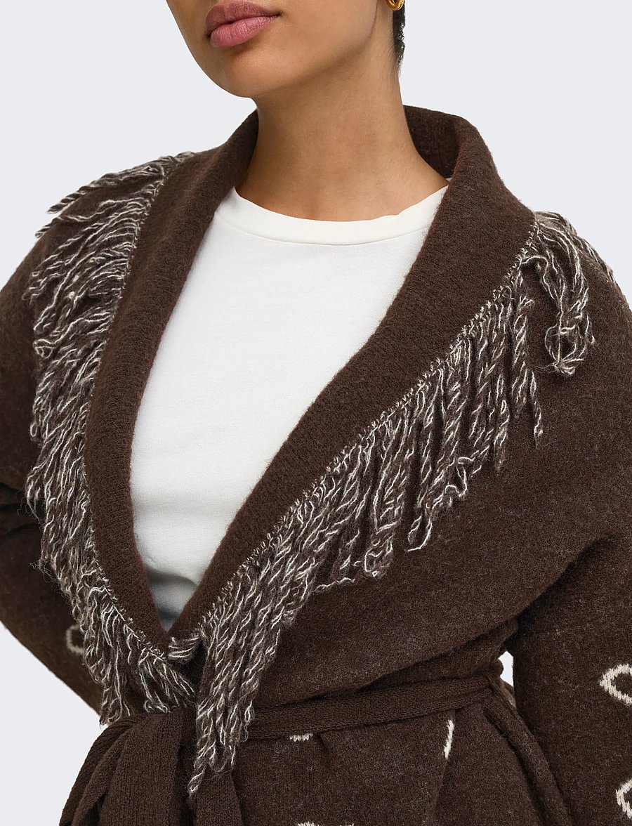 ONLY - ONLNEW MYRA LS FRINGE CARDIGAN CS KNT - koftor - coffee bean - 5