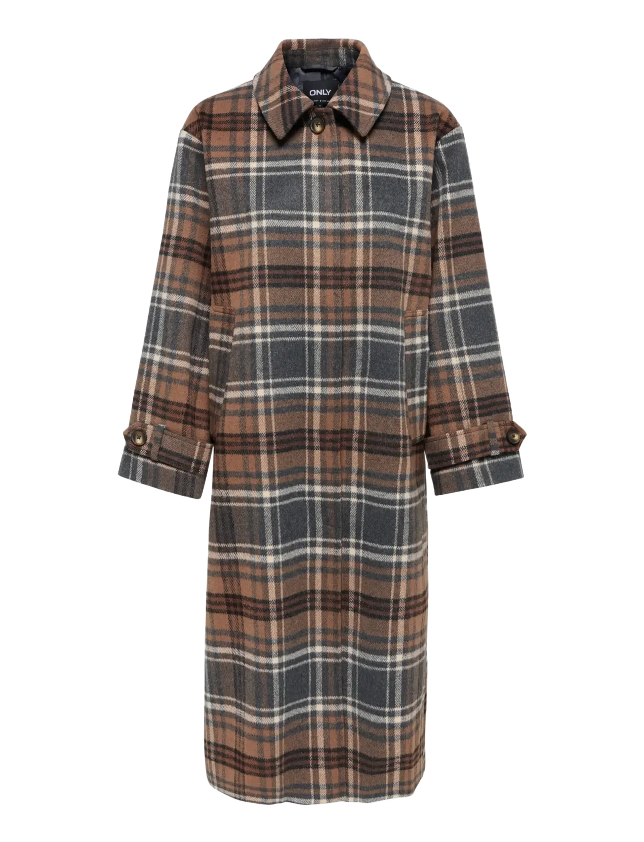 ONLY ONLLAURA CHECK COAT OTW - Jacken & Mäntel - MUSTANG / brown