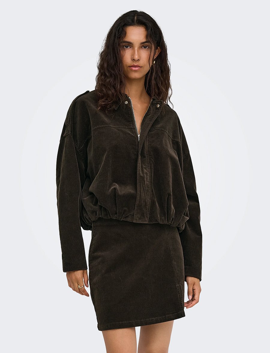 ONLY - ONLMOON-FLORA L/S CORD BOMBER JACKET PNT - bomber jackets - chocolate brown - 0