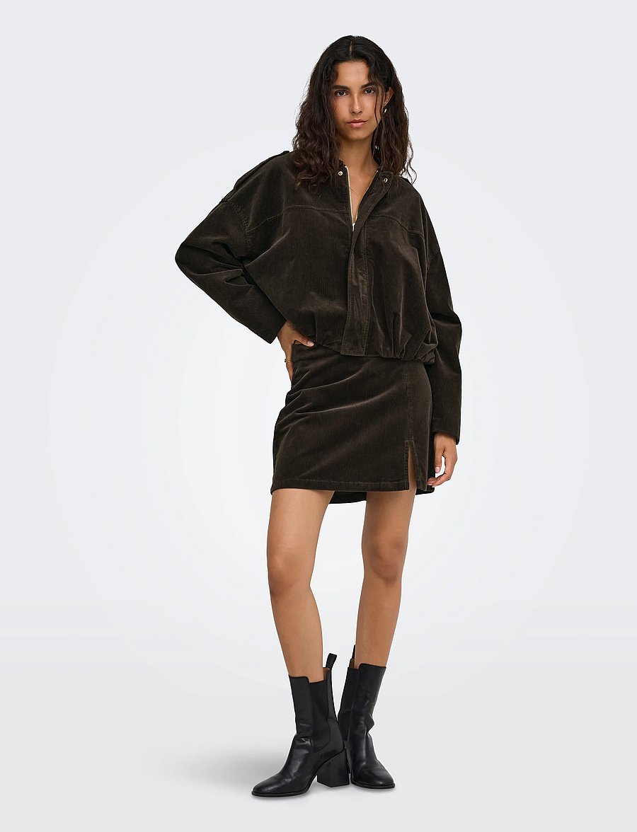 ONLY - ONLMOON-FLORA L/S CORD BOMBER JACKET PNT - bomber jackets - chocolate brown - 4