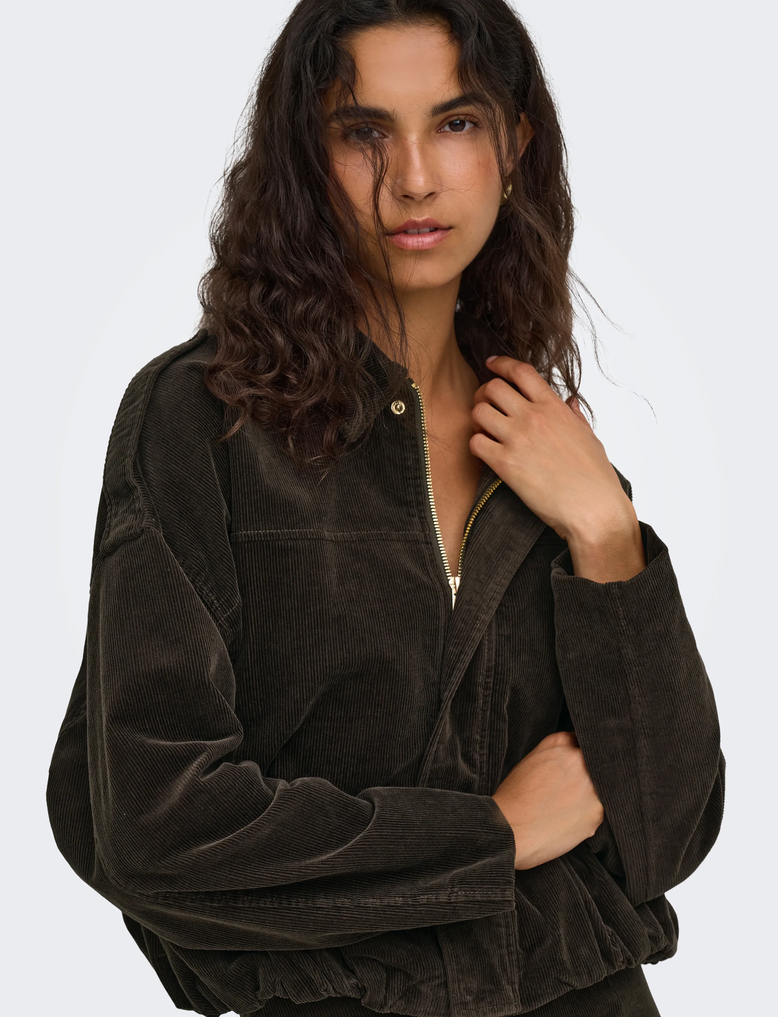 ONLY - ONLMOON-FLORA L/S CORD BOMBER JACKET PNT - bomber jackets - chocolate brown - 5