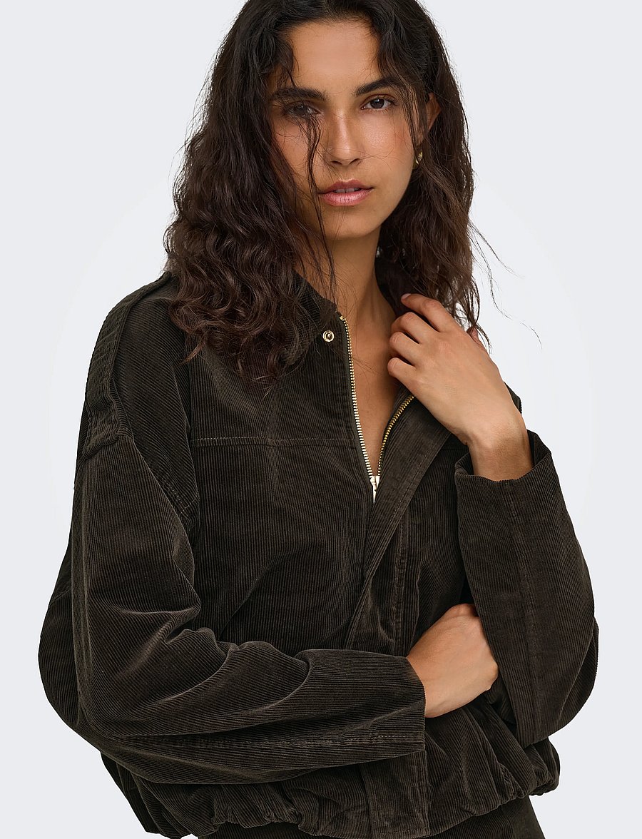 ONLY - ONLMOON-FLORA L/S CORD BOMBER JACKET PNT - bomber jackets - chocolate brown - 5