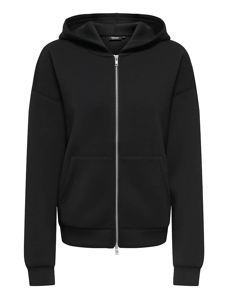 ONLY - ONLNAOMI L/S TWO-WAY ZIP HOODIE SWT NOOS - kapuzenpullover - black - 1