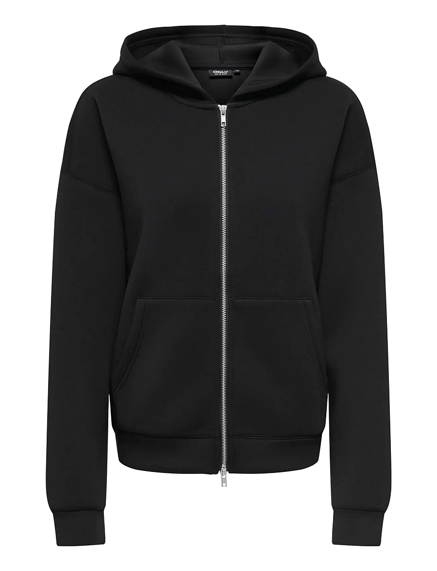 ONLY - ONLNAOMI L/S TWO-WAY ZIP HOODIE SWT NOOS - kapuzenpullover - black - 1