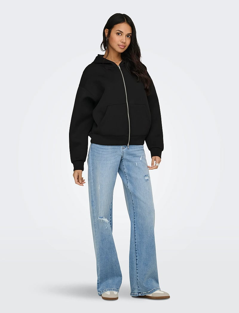 ONLY - ONLNAOMI L/S TWO-WAY ZIP HOODIE SWT NOOS - kapuzenpullover - black - 4