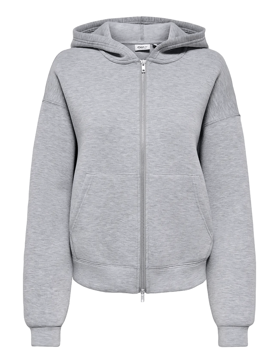 ONLY - ONLNAOMI L/S TWO-WAY ZIP HOODIE SWT NOOS - kapuzenpullover - light grey melange - 1